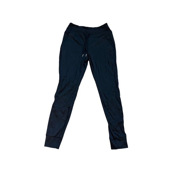 Black Joggers Athleisure Pants Drawstring Waist Pockets Comfy Casual - Picture 2 of 4